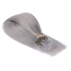 Micro-Ring / Loop (# SILVER) Hair Extensions 100% Echthaar Remy Haarverlängerung - Bild 1 von 6