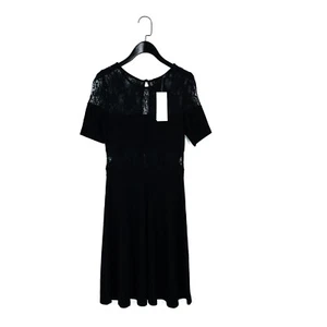 French Connection Black Lace Panel Short Jersey Skater Dress - Size 10 NEW - Picture 1 of 13