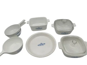 Vintage Corning Ware Blue Cornflower Casserole & Bakeware Set With Lids 7 Piece - Picture 1 of 14