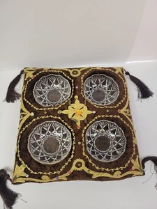 Unique Vintage Serving Tray Pillow Beaded - Picture 1 of 9