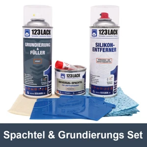 Spachtelmasse & Grundierung Auto Set | 123Lack Lackiervorbereitung-Set 6 tlg.