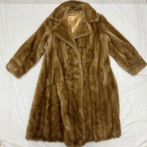 Mincara Russell Taylor Fur Faux Coat Brown women's Silk Lined sz M - Picture 1 of 13
