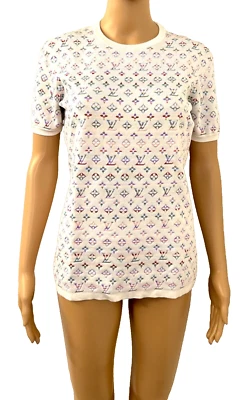 LOUIS VUITTON Edición Limitada. Top blanco multicolor monograma mezcla seda SL - L nuevo con caja Foto 1 de 4