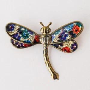 Broche insignia metal libélula - alas coloridas insectos animales de la naturaleza - Imagen 1 de 4