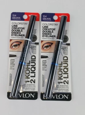 2 PACK REVLON LINE CREATOR DOUBLE ENDED LINER 1-KOHL 2- LIQUID 154 COOL AS ICE - Image 1 of 4