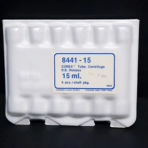 Corning Corex Lab Glass 8441 15ml Aluminosilicate Centrifuge Tubes (6 Tubes) - Picture 1 of 3