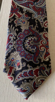 Corbata Christian Dior Para Hombre Hecha en EE. UU. Negra Roja Beige Estampado Floral Seda Italiana Foto 1 de 4