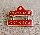 Broche épingle vintage Worlds Greatest grand-mère tons or rouge cadeau pour elle