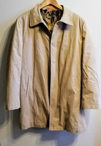 Tallia Mens Coat Beige Size XL Leopard Faux-Leather Print Trench Slim $495 - Picture 1 of 6