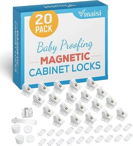 20pcs Magnetic Cabinet Locks Baby Proofing Children Proof Cupboard Drawers - Picture 1 of 9