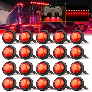 20X 3/4" Round Red LED Side Marker Bullet Clearance Lights Truck Trailer 12V - Picture 1 of 10
