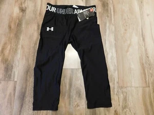 UNDER ARMOUR GIRLS ATHLETIC BLACK PANTS SIZE LARGE NEW $30 - Picture 1 of 4