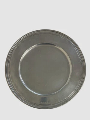 Match Pewter Modern Round Incised Platter Tray 13" - Image 1 of 4