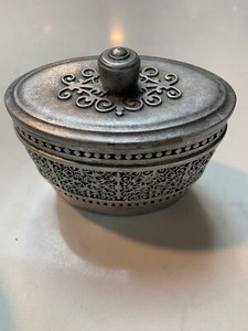 RAYMOND WAITES CARVED SILVER GRAY RESIN JAR BOX