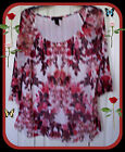 XL $65 Red Pink Floral Lined INC International Concepts Ruffle Trim Tunic Top