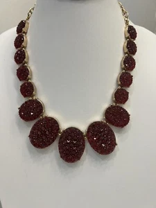ALDO Statement RED Bling Druzy Goldtone Signed 20" Necklace - Picture 1 of 3