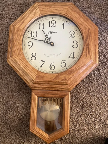 Vintage OAK Regulator Wall Clock with Chimes and Pendulum Battery Operated 21" Cover