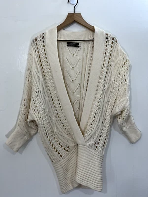 Cottage Parisian Sweater S Wool Blend Cable Knit Lagenlook Minimalist Luxury - Image 1 of 4