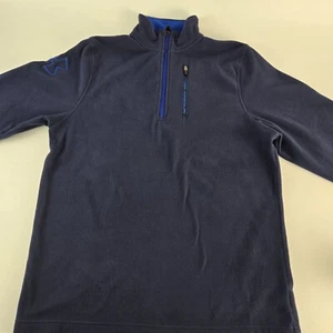 Under Armour Mens 1/4 Zip Fleece Pullover Size M Navy Blue With Blue Accents - Picture 1 of 8