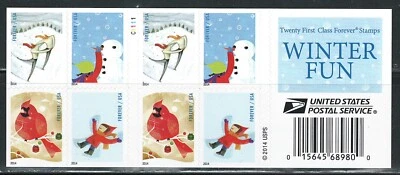 Mint US Winter Fun Booklet Pane of 20 Forever Stamps Scott# 4937-4940 (MNH) - Image 1 of 2