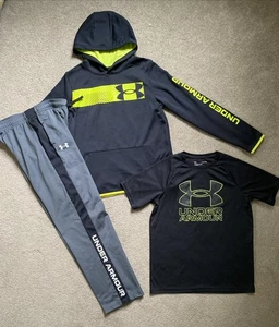 Lot Of Three Boys Under Armour Size L Hoodie, T-shirt & Athletic Pants - Picture 1 of 12