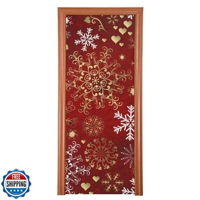 Cubierta de puerta Qilmy Navidad copo de nieve lavable tela elástica alta Foto 1 de 4