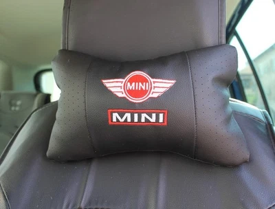 Mini Cooper Headrest Neck Support Leather Pillows Comfort Embroidery Car 1-4 Pcs Foto 1 de 4
