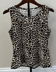 CHRIS & CAROL Women's Top Sleeveless Animal Print USA Made Size Small Stretch - Picture 1 of 7