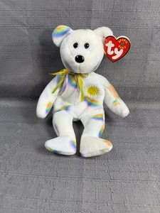 TY - Beanie Babies - CHEERY White Rainbow Bear - DOB 8-18-2000 - Tag Attached - Picture 1 of 8
