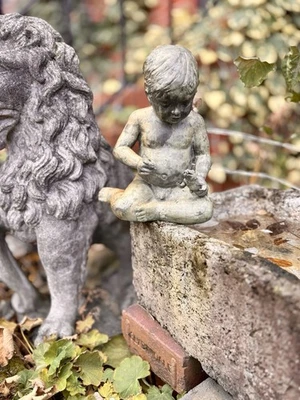 ESTATUA CLÁSICA QUERUBÍN FUENTE VICTORIANA BRONCE BRONCE VINTAGE adorno de jardín Foto 1 de 4