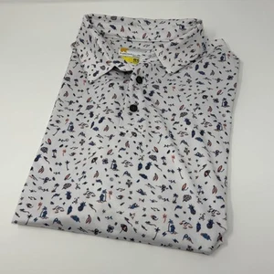 Nicklaus Golf Polo Shirt Men's Sz Small Eco Choice Short Sleeve White Tropical - Picture 1 of 5