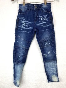 Fashion Nova Girls Blue Denim Distressed Cotton Blend Jeans Size 10 - Picture 1 of 10