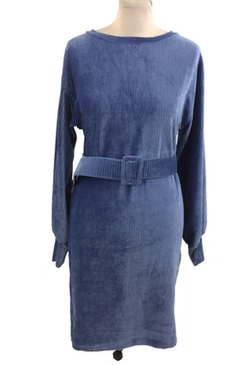 Coast Women's Dress Size 8 Lavender Blue Velour Cord Stretch Belt Used F1 - Image 1 of 4