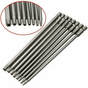 8x Torx Schraubendreher Bit Satz Hex Sicherheit Magnetkopf Sehr Lang 150MM BE - Picture 1 of 12