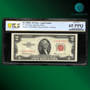 Fr.1512 1953C $2 Legal Tender United States Note "Red Seal" PCGS 65 PPQ, 97680 - Picture 1 of 2