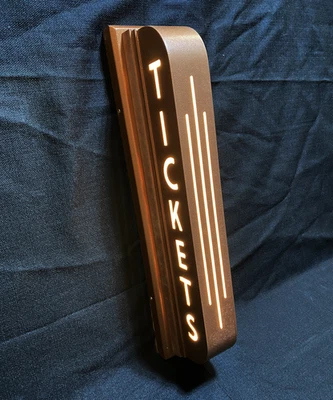 Custom Art Deco Lighted TICKETS Home Theater Sign  LED Sign Movie Cinema Decor - Image 1 of 4