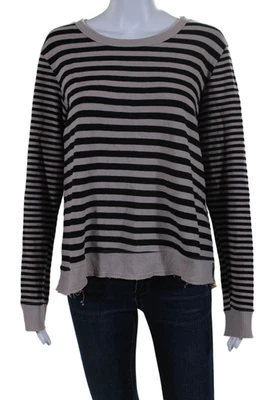 Suéter a rayas de manga larga con cuello redondo de algodón marrón talla L Wilt para mujer Foto 1 de 4