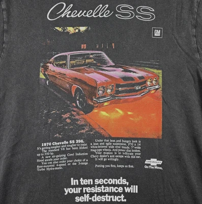 Lucky Brand Chevelle SS Shirt Mens LARGE Black Chevy 70s HOT ROD NWT - Image 1 of 4