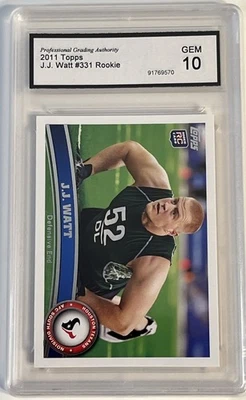 2011 Topps J.J. Watt #331 NFL Football Rookie Card PGA 10 Gem Mint RC - Image 1 of 4
