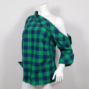 ELOQUII eloquii Off The Shoulder Cold Shoulder Asymmetrical Plaid Top 14 (GG*) - Picture 1 of 6