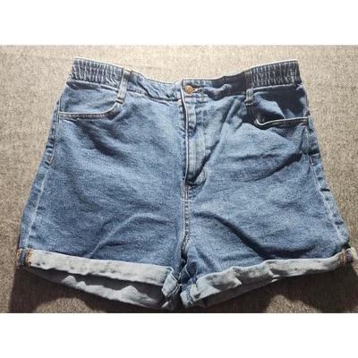 Bermuda jeans BCBGeneration cintura elástica algemada BF feminina tamanho XL azul - Imagem 1 de 4