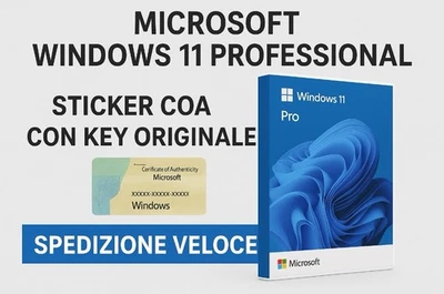 MICROSOFT Windows 11 Professional Sticker Coa Con Key ORIGINALE SPEDIZION VELOCE - Immagine 1 di 3