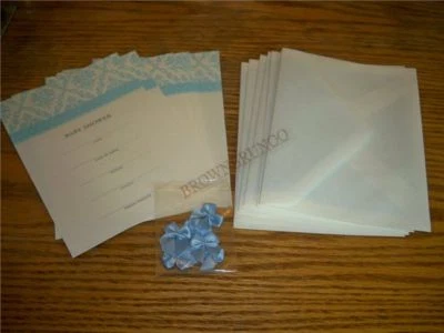 8 Gartner ребенка душа лента приглашения карты синий 5 x 7 новый - Изображение 1 из 4