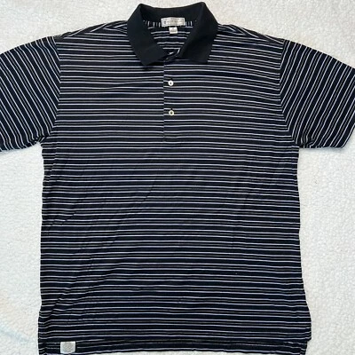 Рубашка поло для гольфа мужская Peter Millar средняя черная в полоску повседневная с коротким рукавом - Изображение 1 из 4