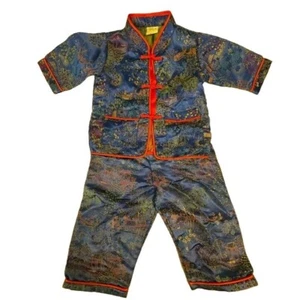 Chinese Insipired Child's Blue & Red Tang Suit and Pants (NO SIZE TAG) - Picture 1 of 15