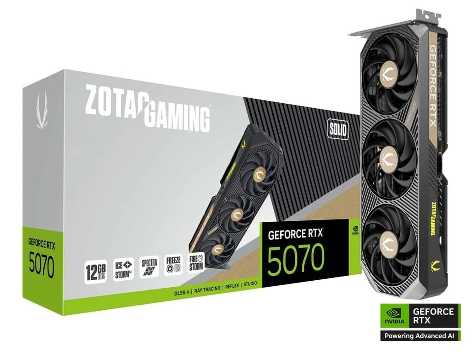ZOTAC Gaming GeForce RTX 5070 SOLID 12GB Graphics Card GPU ZT-B5070 NEW IN HAND - Image 1 of 1