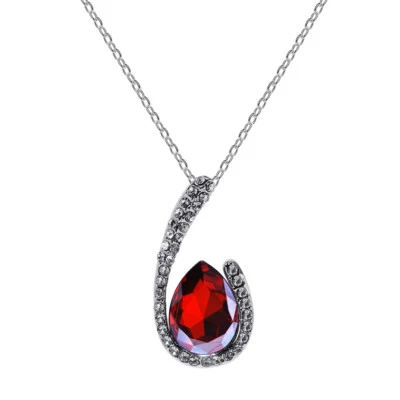 Elegante Rubino Granato Donna Gioielli 925 Sterling Collana Argento (Ciondolo+ - Immagine 1 di 4
