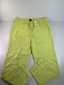 NWT! $70 J CREW Women’s sz 10 Green Linen/Cotton Jogger cuffed 27”ins Drawstring - Picture 1 of 10