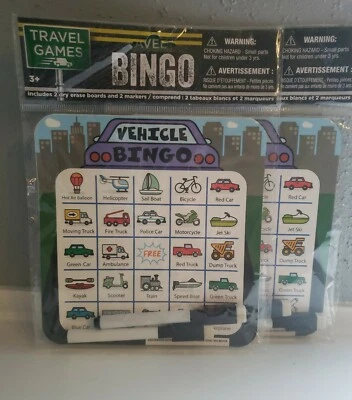 Travel Games Roadside & Vehicle 1 Pack Two-Sided  Bingo Boards with Markers - Image 1 of 2