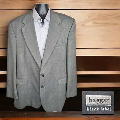 Abrigo deportivo vintage Haggar etiqueta negra para hombre 48L gris a cuadros sin ventilación Foto 1 de 4
